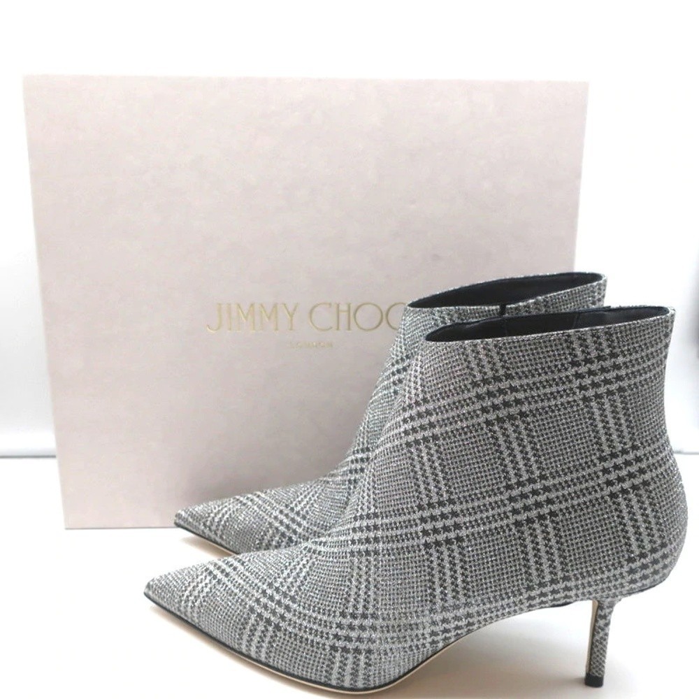 Jimmy Choo Marinda 65 Ankle Boots Silver Glitter Prince of Stars Size 37 NEW - Picture 1 of 10